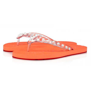 Christian Louboutin Loubi Flip Spikes Donna Flat Drag Thong Flip Flop Sandal 38